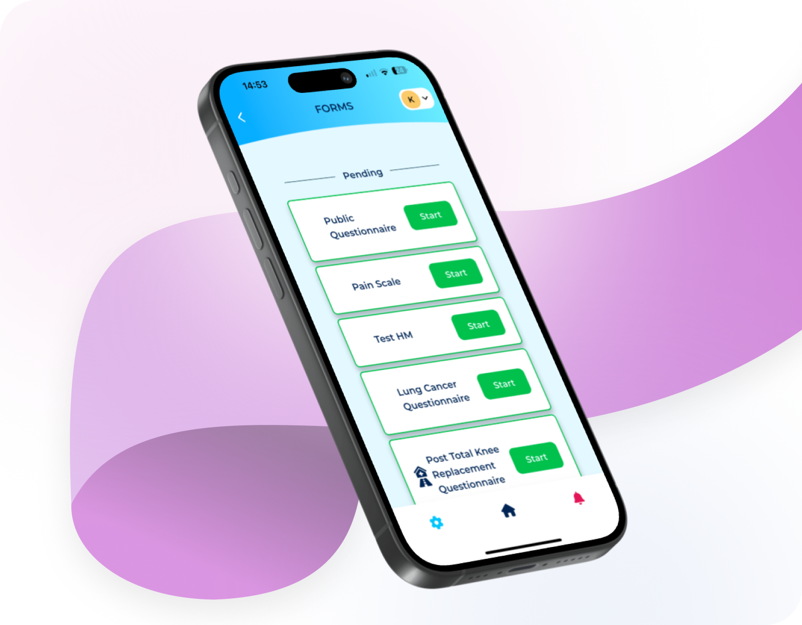 Health questionnaires / ‘Forms’ module